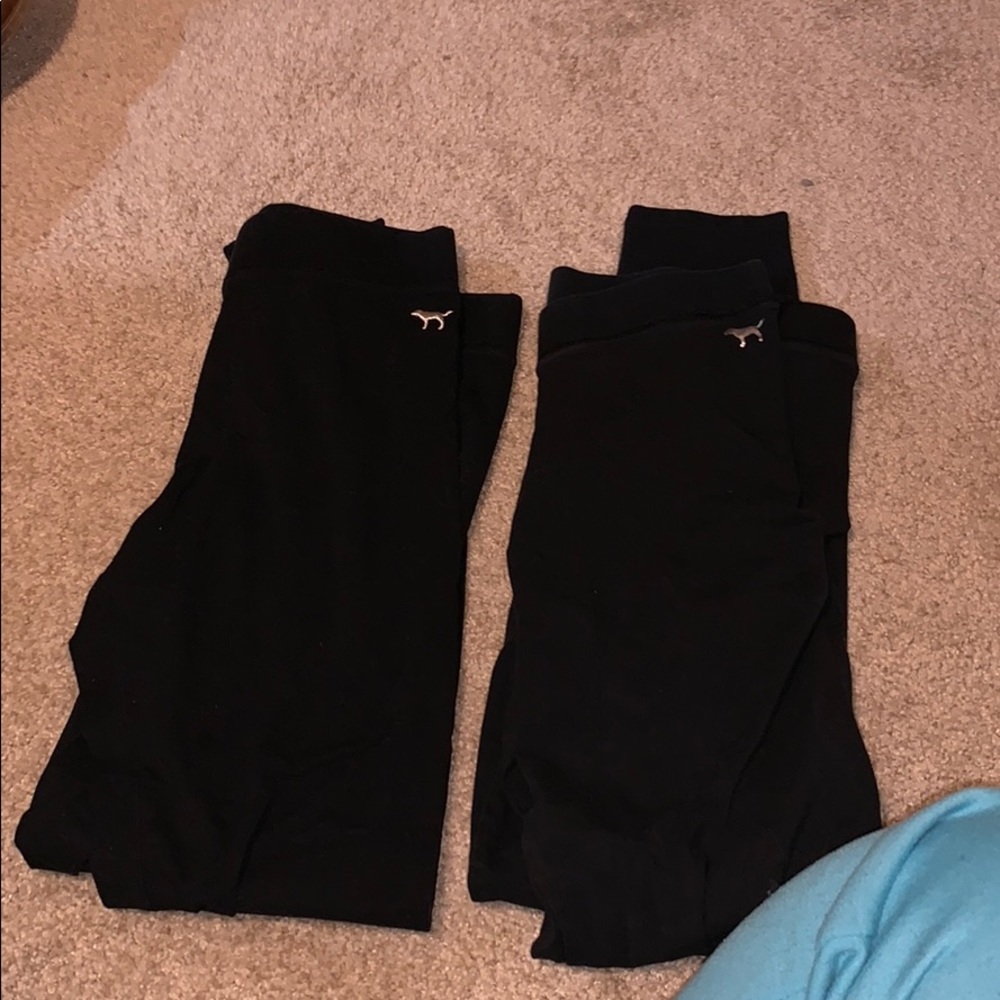 Two pairs of black Victoria secret leggings